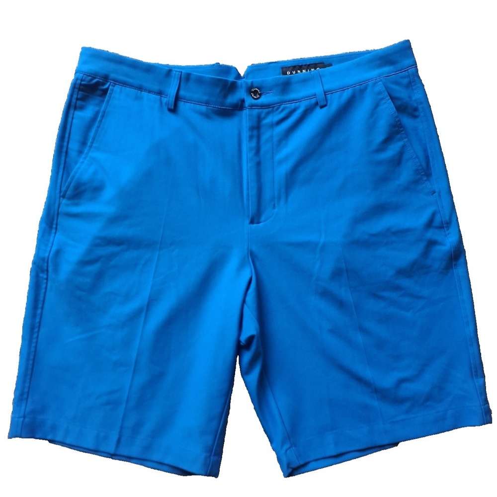 Dunning Men's Blue Golf Shorts Size 35 Performance Stretch Flat Front Lightweigh